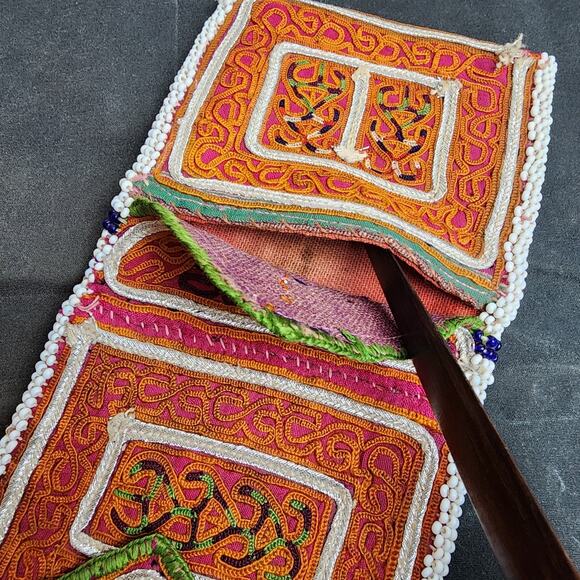 Kuchi Embroidered Pouch Wallet Central Asian Handmade Beaded Rectangles - Picture 5 of 7